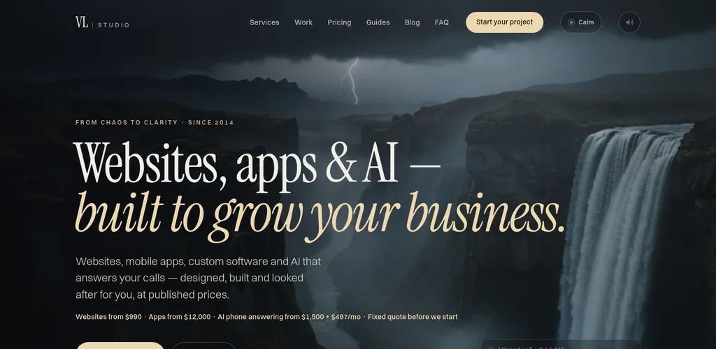 vlstudio.app — cinematic scroll-film website