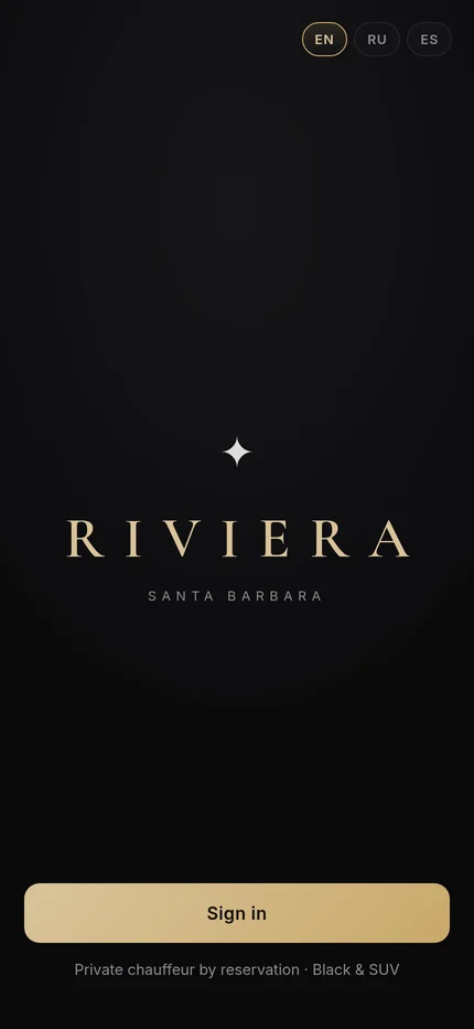 Riviera rider app — welcome screen